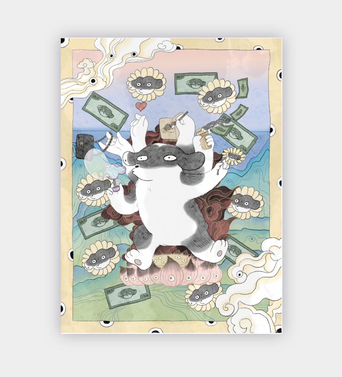 Happiness glossy sticker — Bixin dog comic print