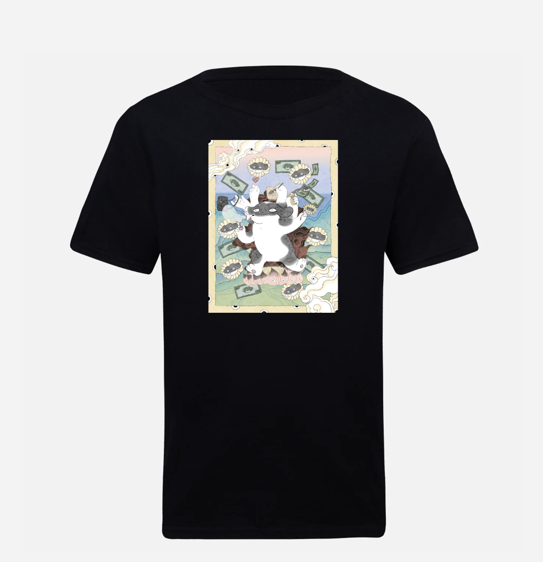Happiness white t-shirt — Bixin dog comic print