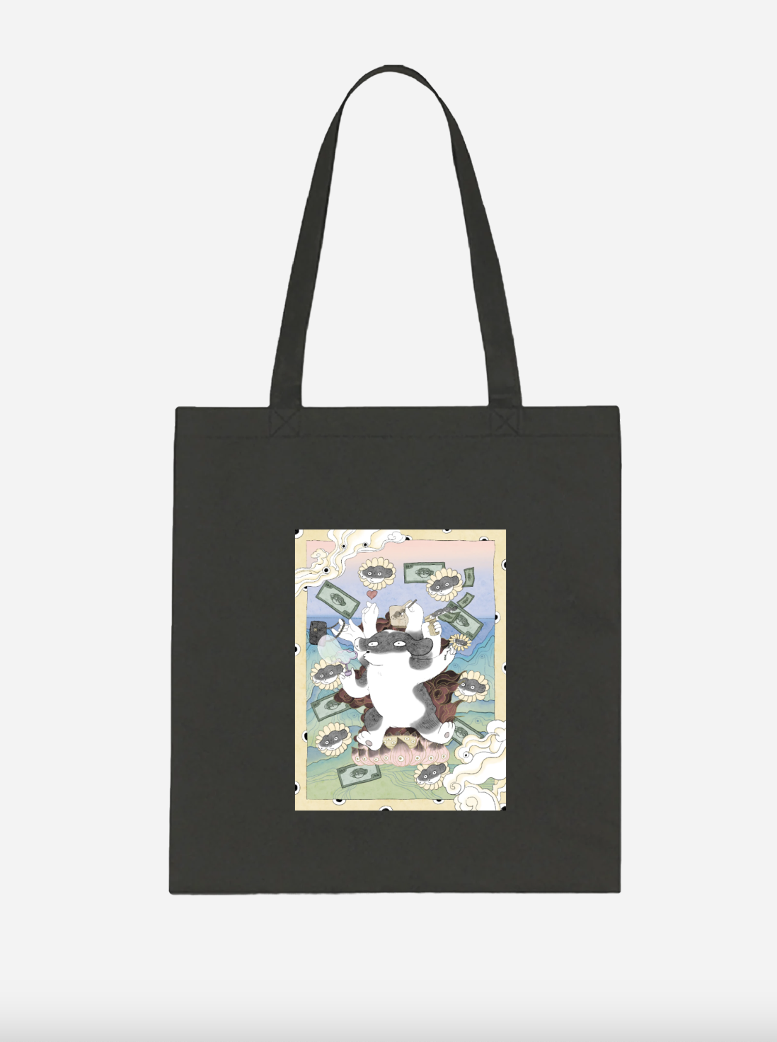 Happiness tote bag — Bixin dog comic illustration